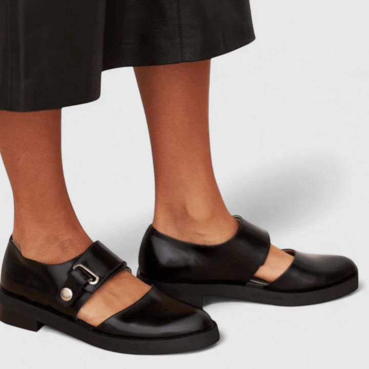Orthopedic Mary Jane Shoes Real Leather Golden Details