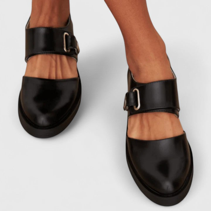 Orthopedic Mary Jane Shoes Real Leather Golden Details