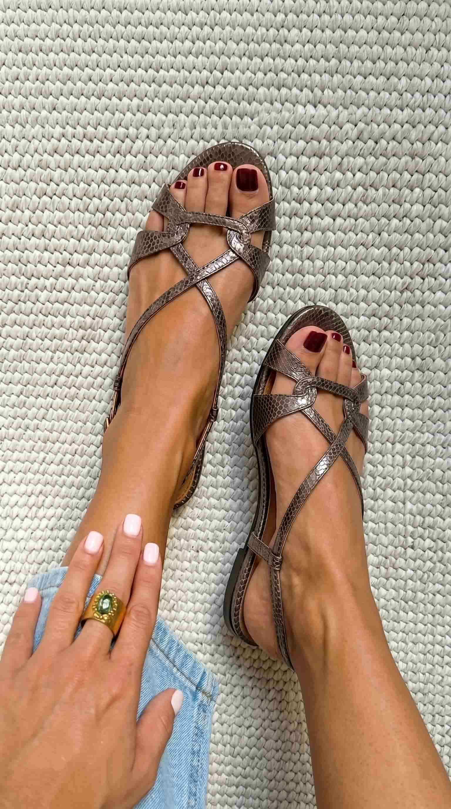 IVY | Snake Effect Slingback Sandals