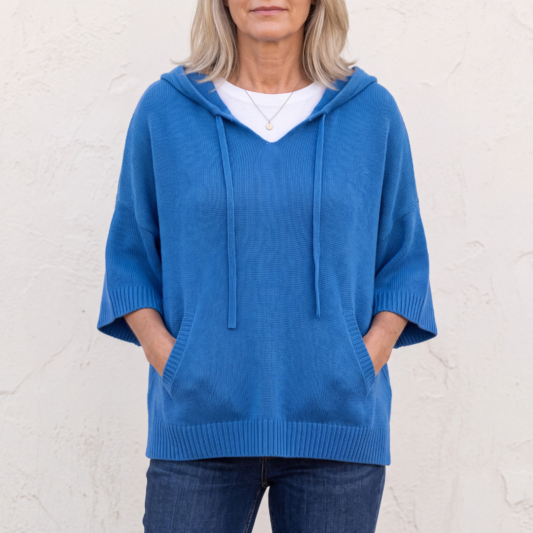 Amelie – Blue Poncho Sweater