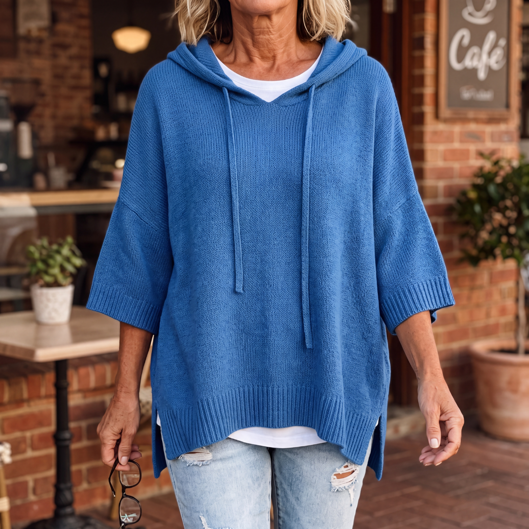 Amelie – Blue Poncho Sweater