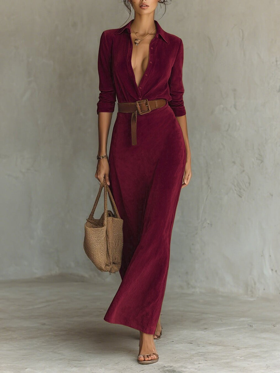 Célianne - Chic Suede Maxi Gown