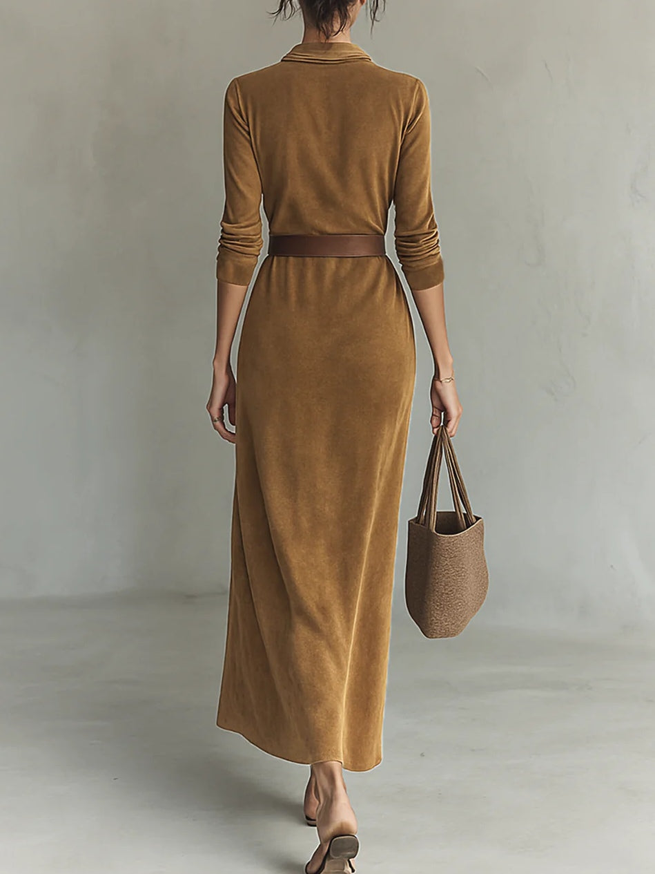 Célianne - Chic Suede Maxi Gown