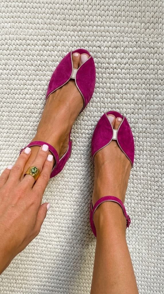 JUNE | Metallic Trim Open Toe Flats