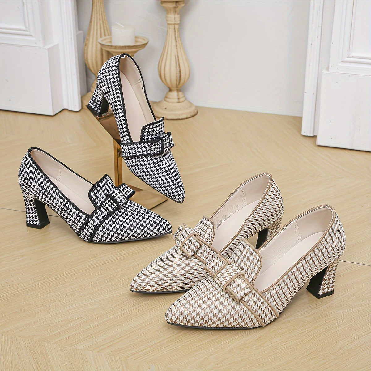Emara | Classic Houndstooth Heels