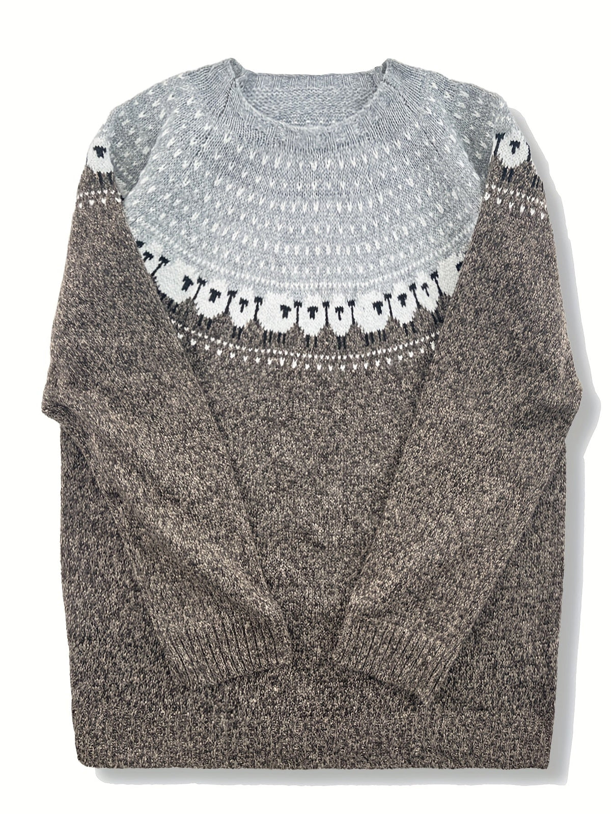 Lucienne - Elegant Winter Sweater with Sheep Jacquard Pattern