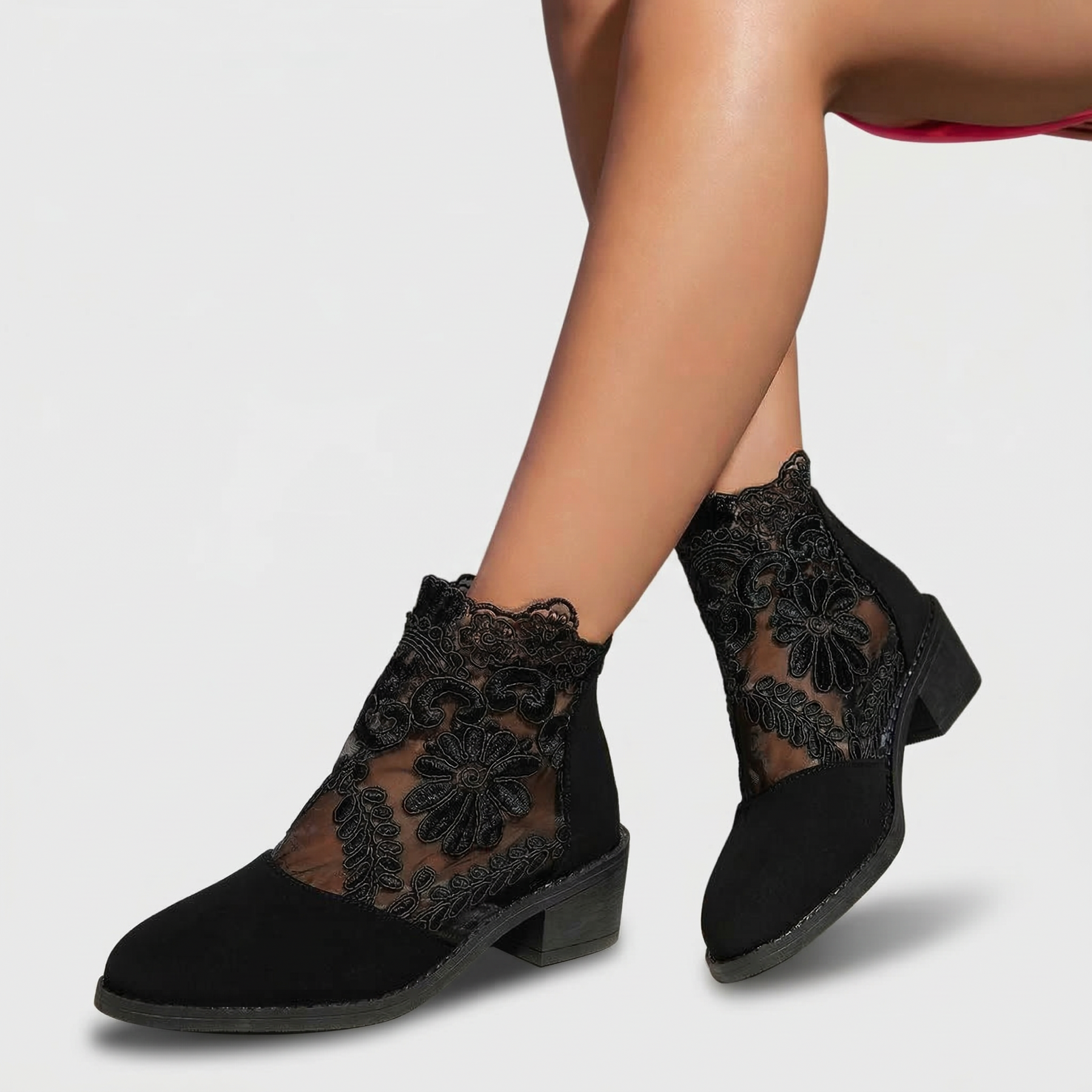 Clarisse Elegant Lace Comfort Heel Boots