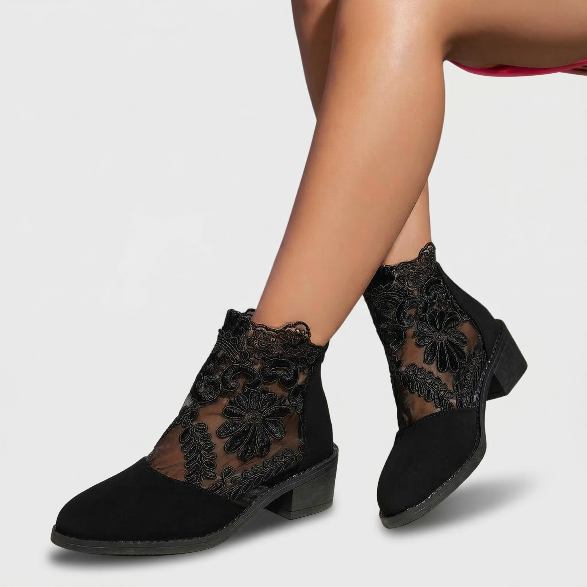 Clarisse Elegant Lace Comfort Heel Boots