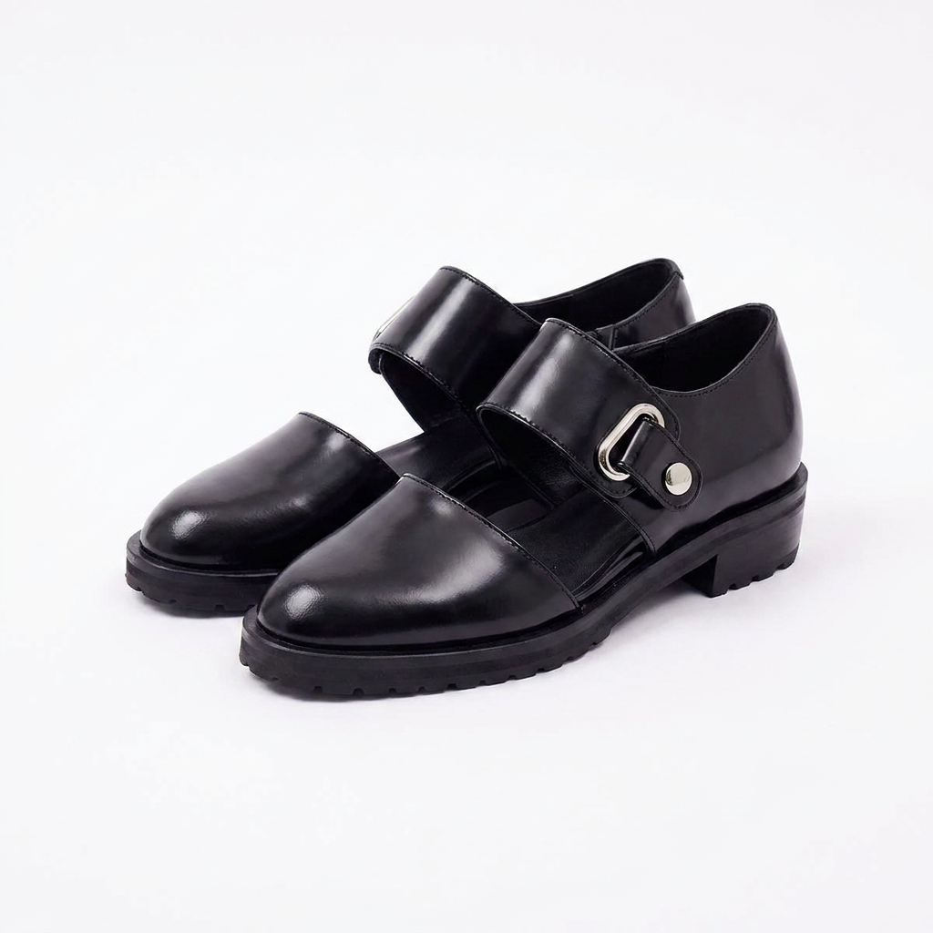 Orthopedic Mary Jane Shoes Real Leather Golden Details