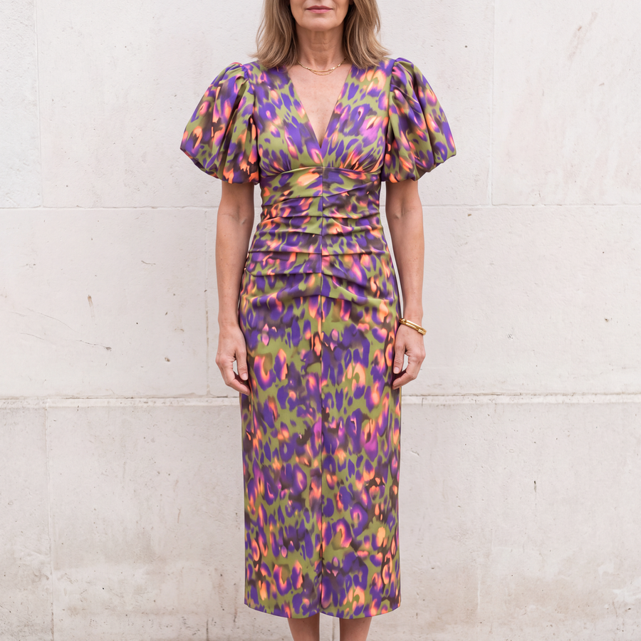 Adele | Puff Sleeve Midi Dress