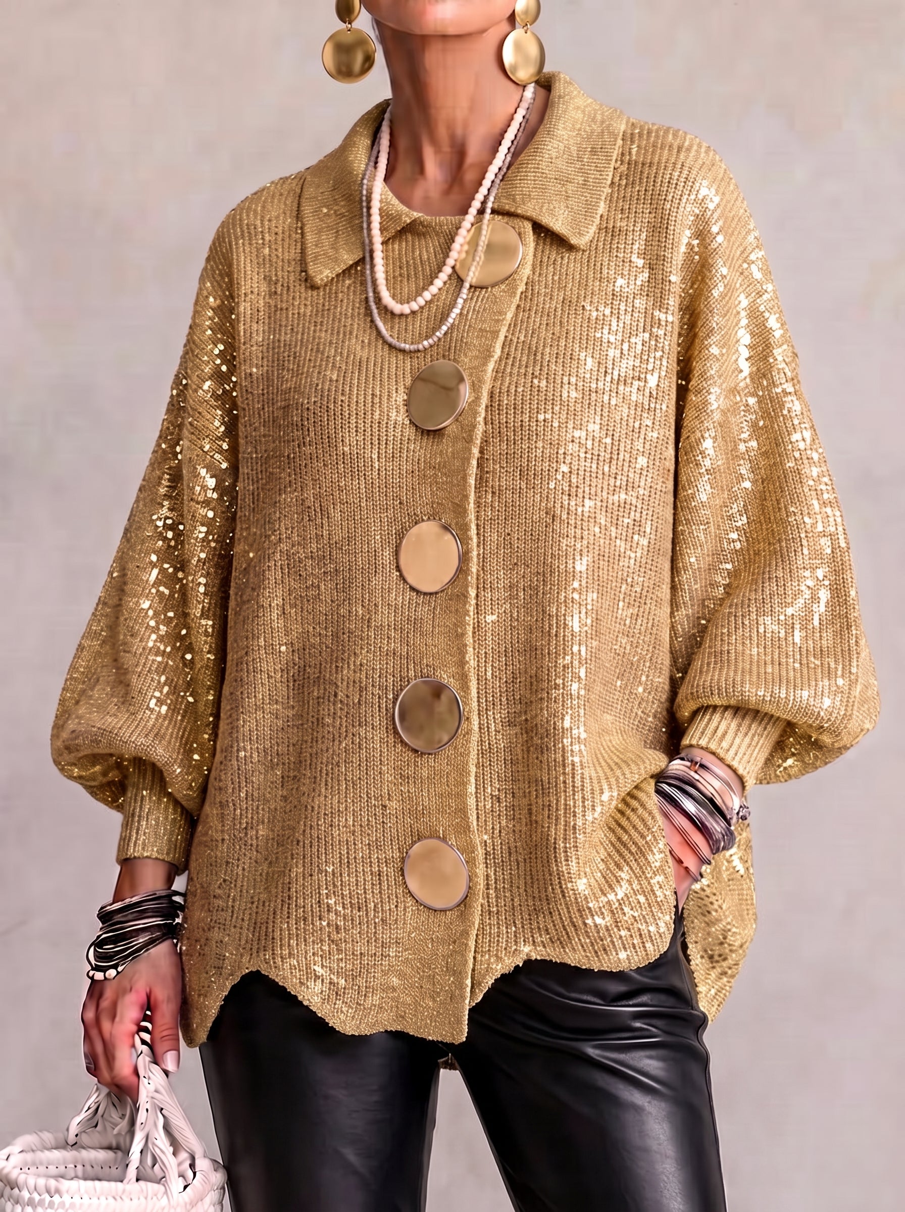 The Beatrice Gold-Button Knit Cardigan