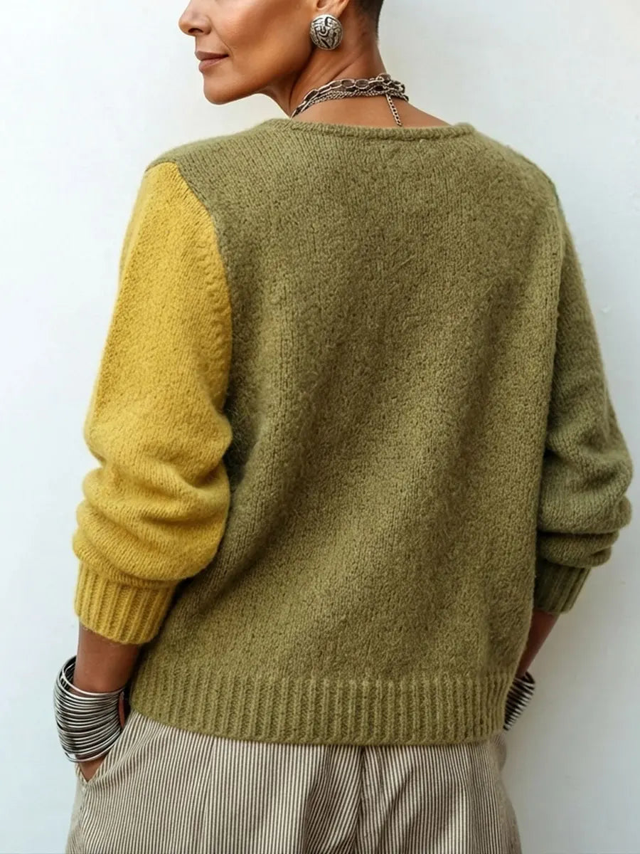 The Evelyn Asymmetric Colorblock Cardigan