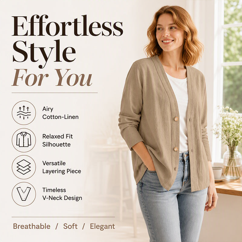 The Evelyn Breathable Cotton-Linen Cardigan