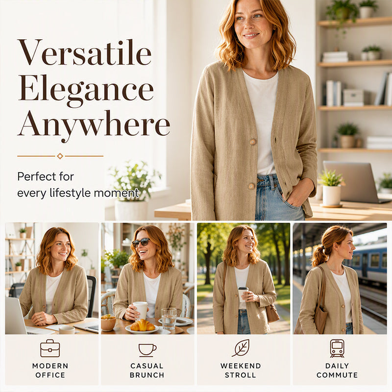 The Evelyn Breathable Cotton-Linen Cardigan