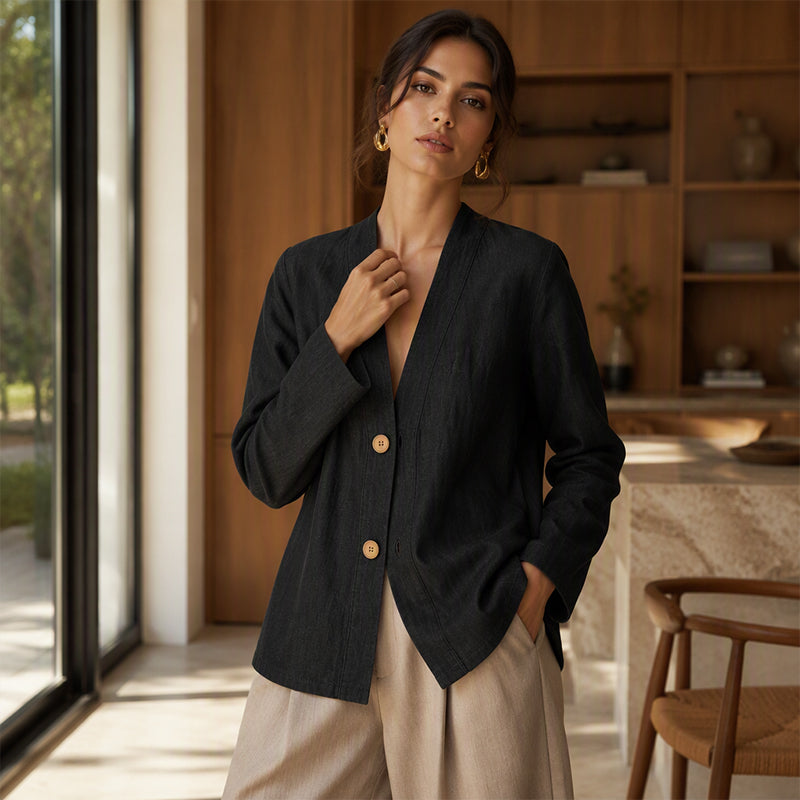 The Evelyn Breathable Cotton-Linen Cardigan