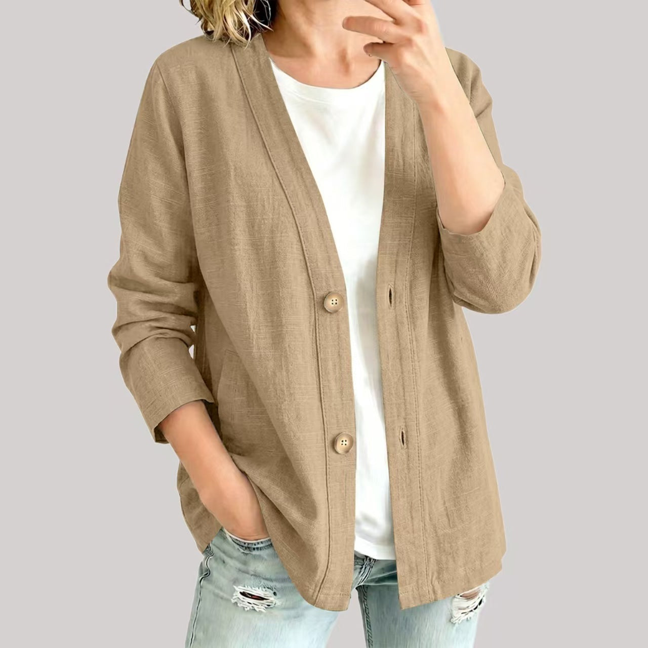 The Evelyn Breathable Cotton-Linen Cardigan